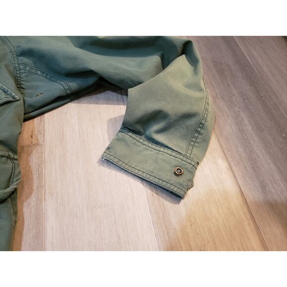 Vintage 90's Arizona Jean Company Green Barn Jacket Military Style Cotton Medium - Picture 4 of 7